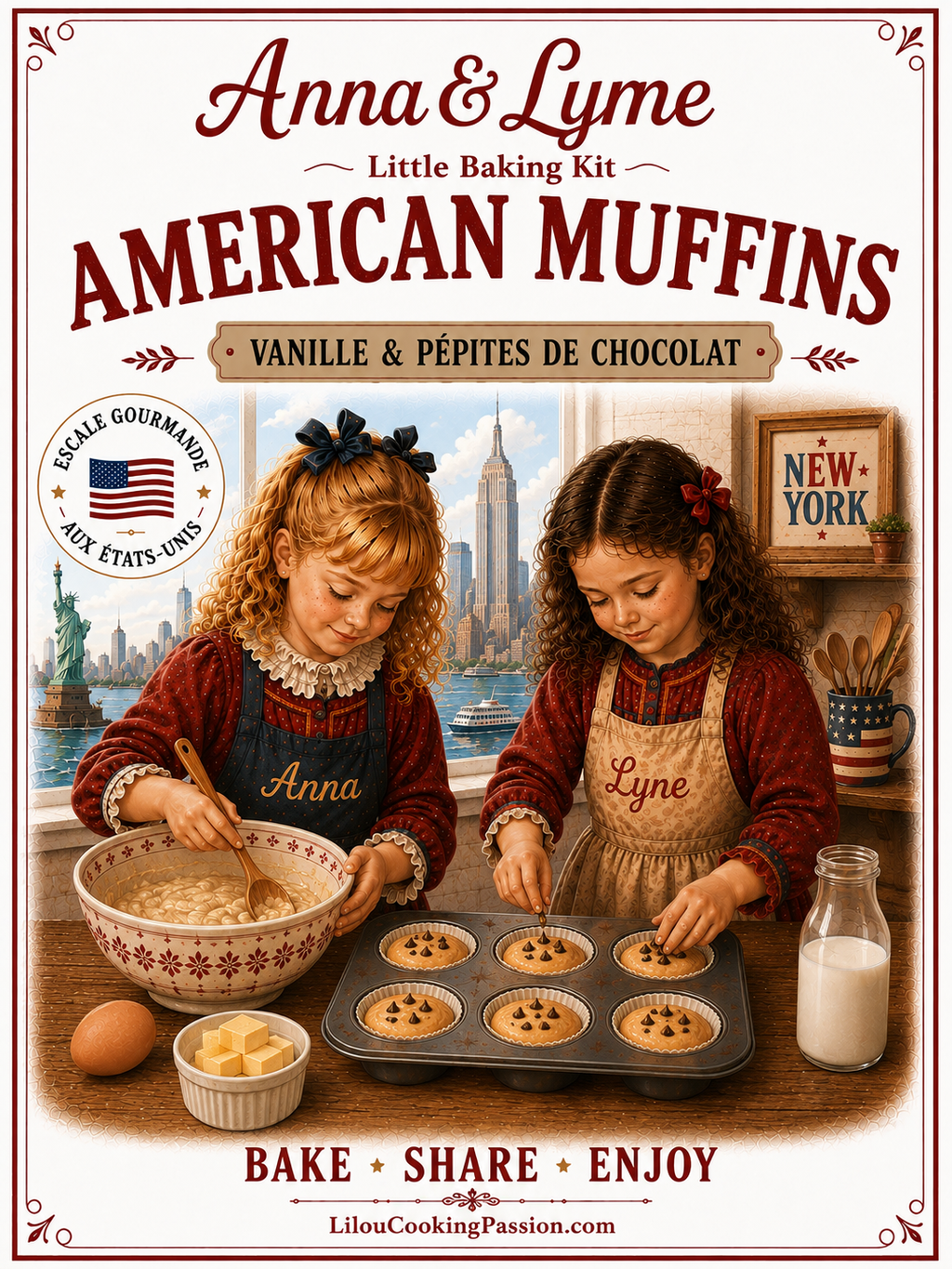 🗽 American Muffins – Vanille & pépites de chocolat l ( 6 moules de  cuisson inclus) | Anna & Lyne