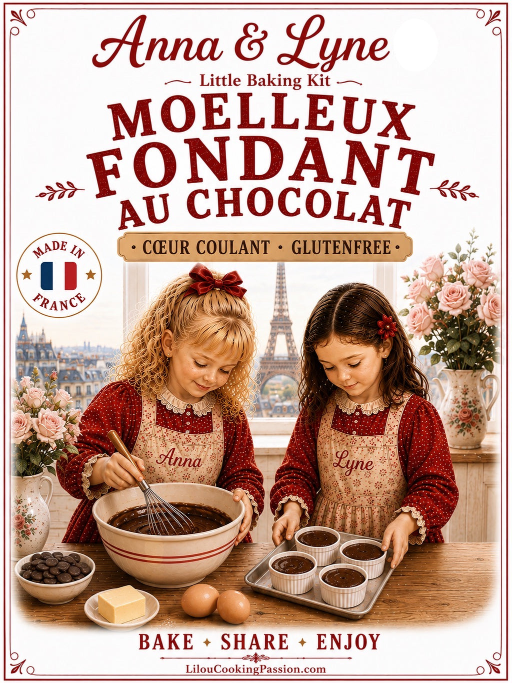 🇫🇷  Moelleux Fondant au chocolat coeur coulant sans gluten l (+ 4 moules de cuisson) | Anna & Lyne