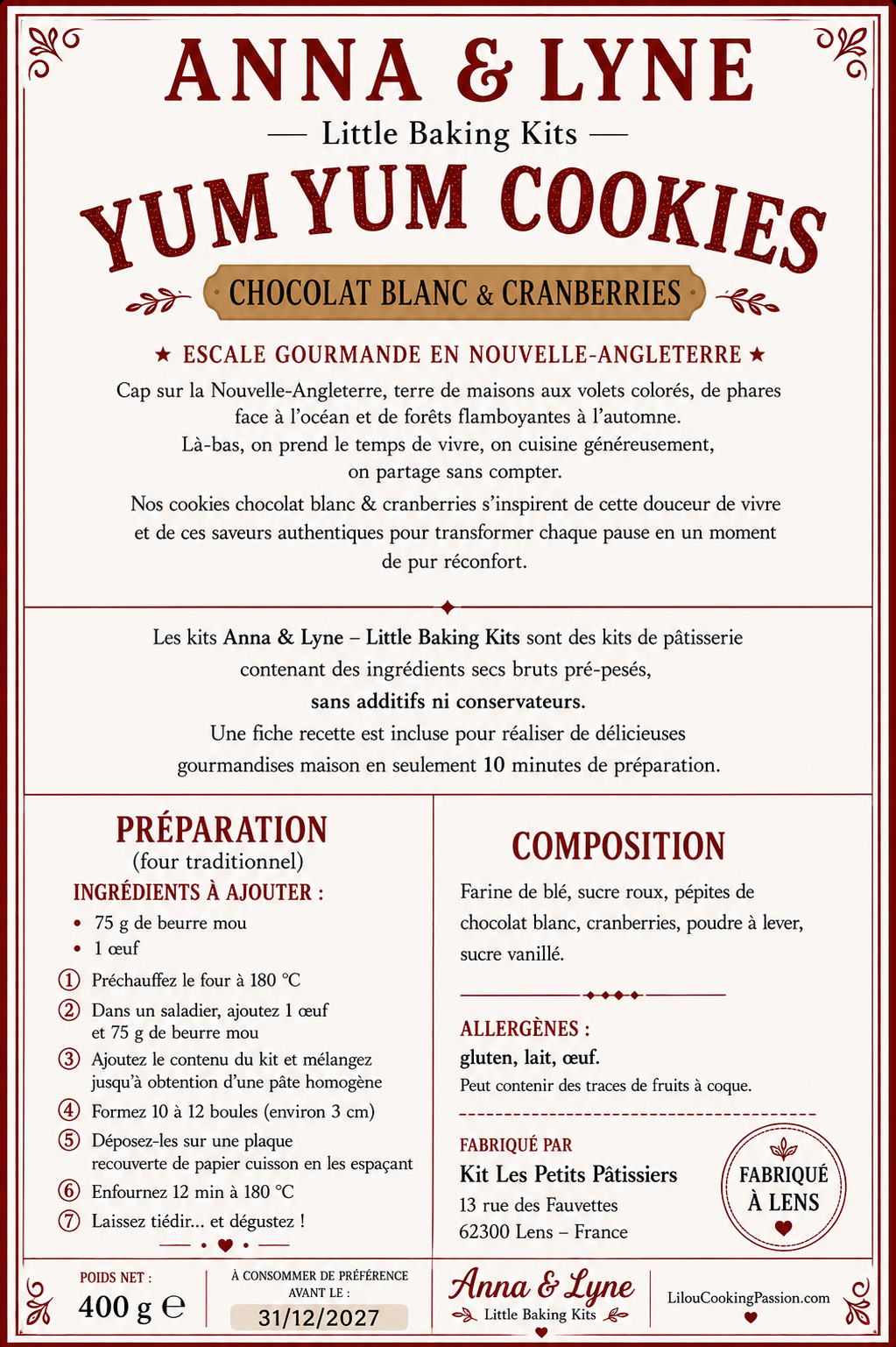 🇺🇸 Yum Yum Cookies – Chocolat blanc & Cranberries | Anna & Lyne