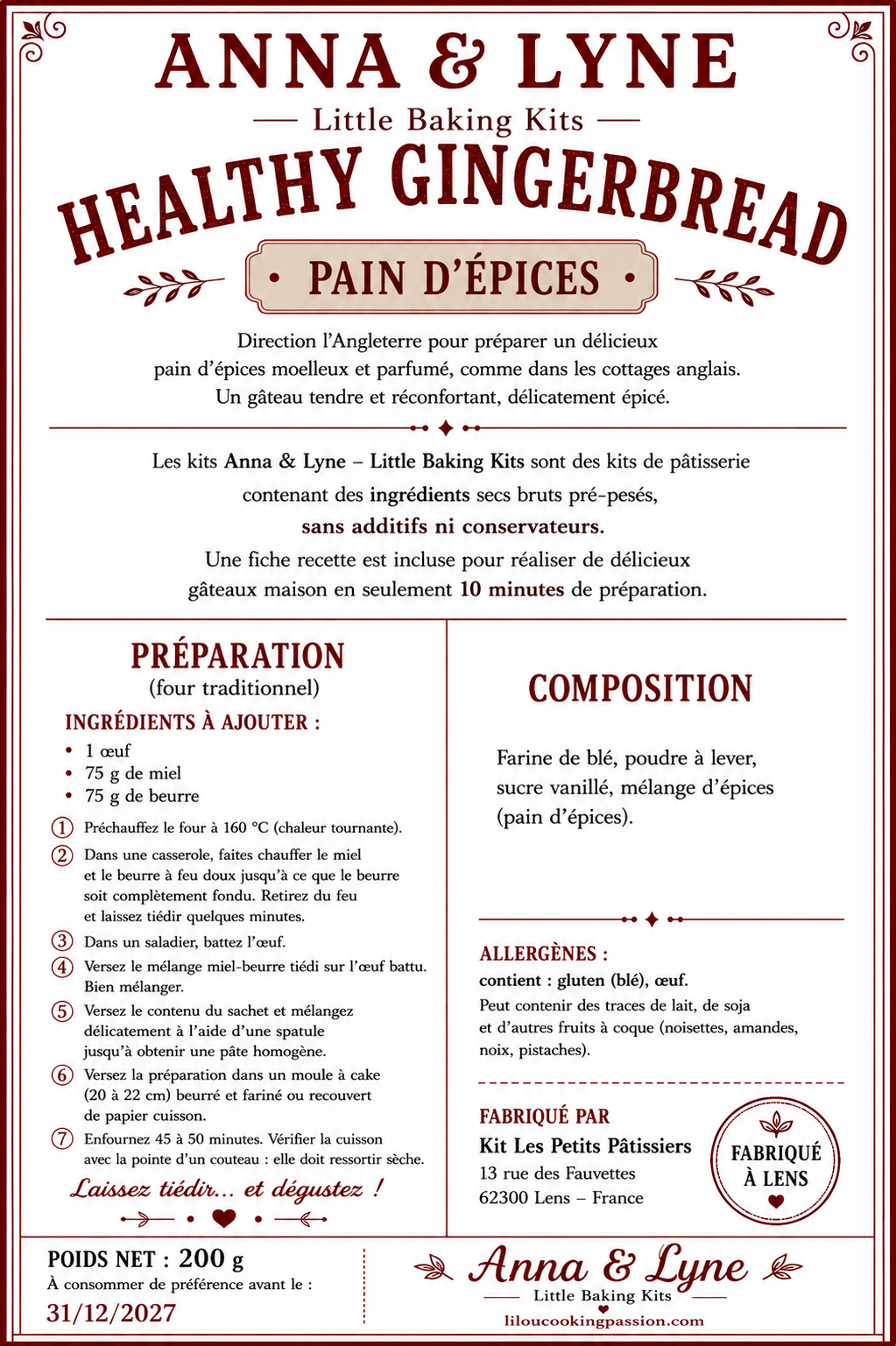 🇬🇧 Healty Gingerbread – Pain d’épices | Anna & Lyne