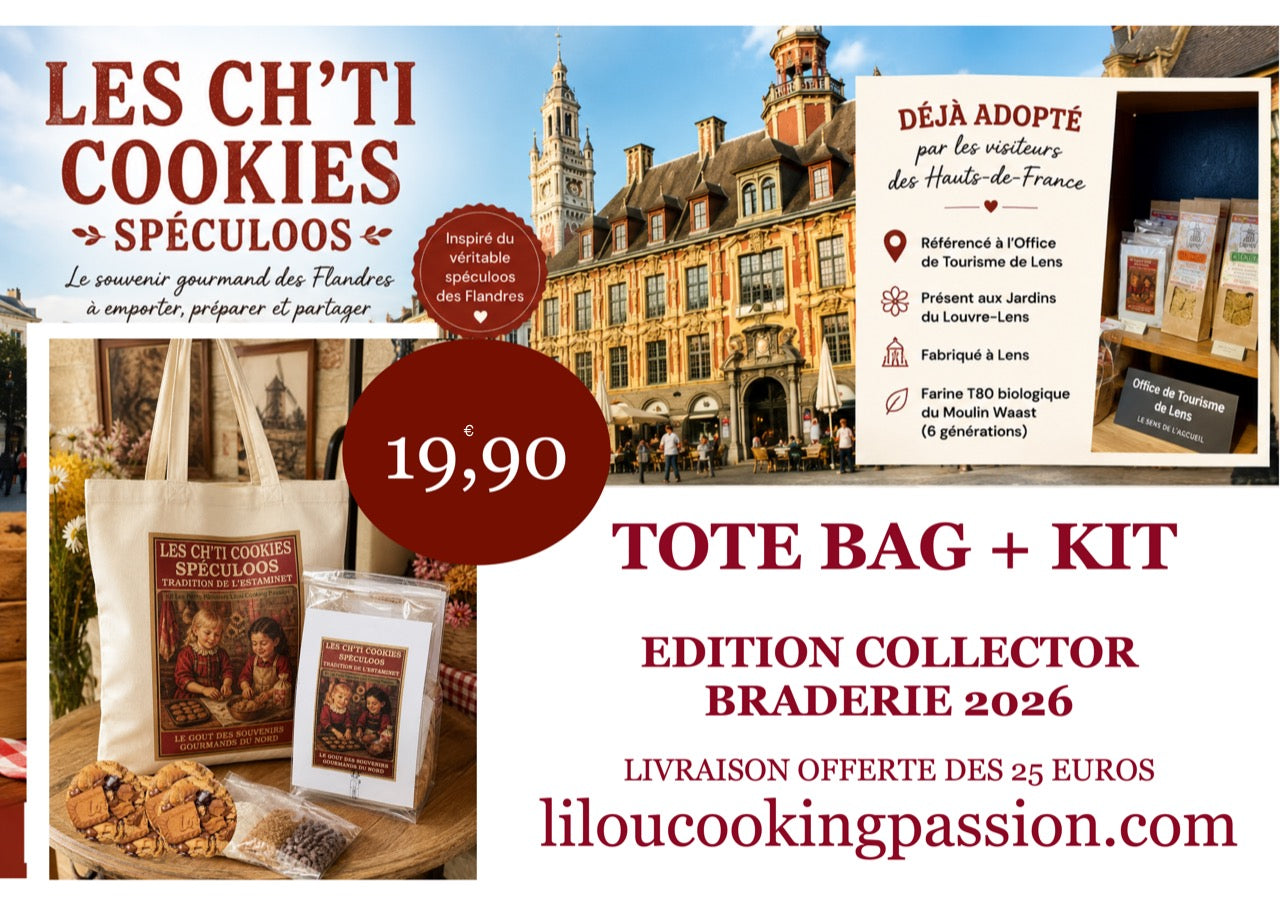 Le Tote Bag + le kit Ch’ti Cookies Spéculoos - Édition Braderie de Lille 2026

Un souvenir du Nord à emporter… et à savourer ❤️